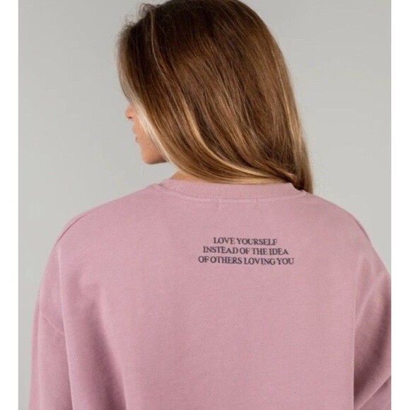 The Mayfair Group Self Love Club Cotton Crewneck Sweatshirt Pink One Size EUC!! - Picture 3 of 8